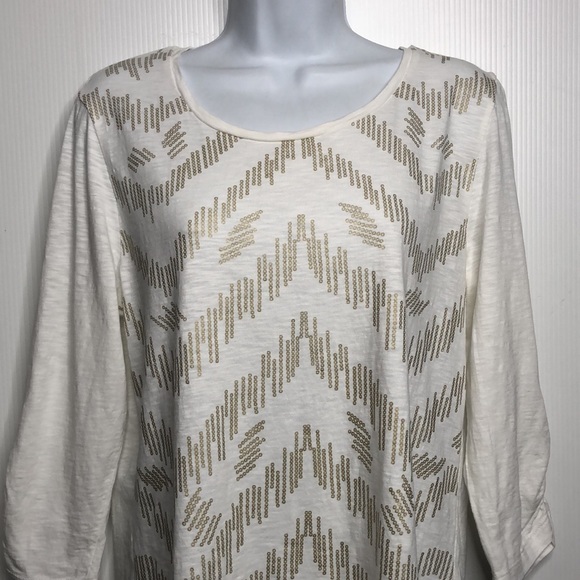 Zenergy Gold Chain Printed White Tee Plus Size 1X - Picture 2 of 11